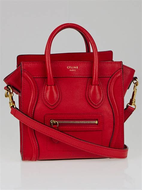 celine nano coquelicot red|CELINE Drummed Leather Nano Luggage Coquelicot.